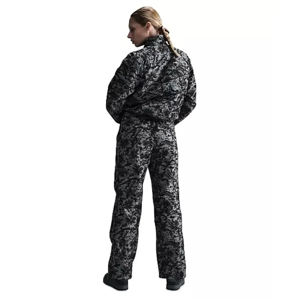 Nike Sportswear Women's Floral Wide Leg Track Pants Black Gray High Rise